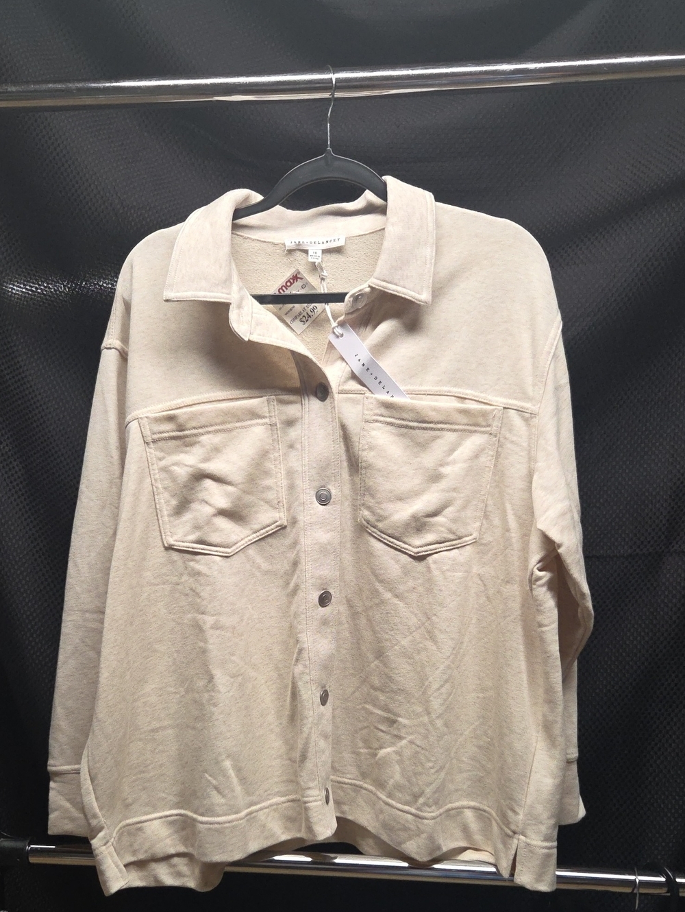 Jane and Delancey Cream Button-Up Overshirt